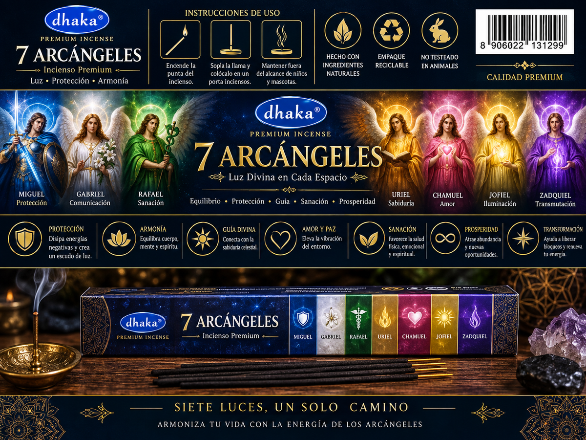Incienso 7 Arcángeles - "Luz Divina en Cada Espacio" (dhaka)