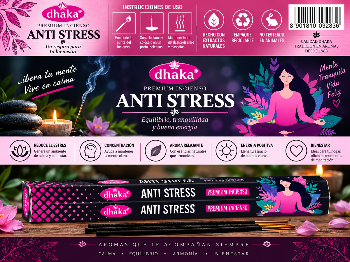 Incienso Anti Estrés (Anti Stress) - Dhaka | Equilibrio, Tranquilidad y Buena Energía