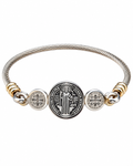 Brazalete de San Benito en Acero Bicolor | Fortaleza Interior, Protección y Discernimiento