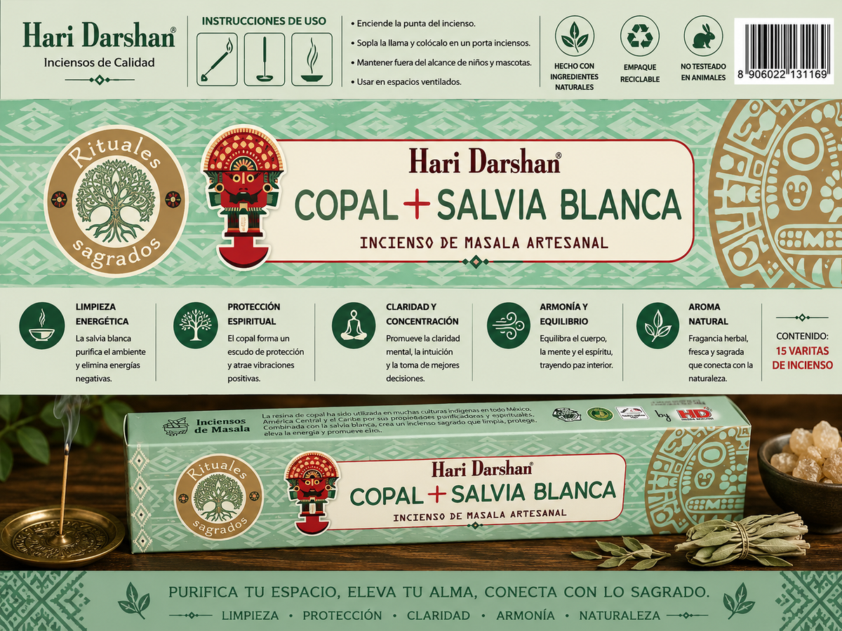 Incienso de Masala Artesanal Copal + Salvia Blanca - Hari Darshan