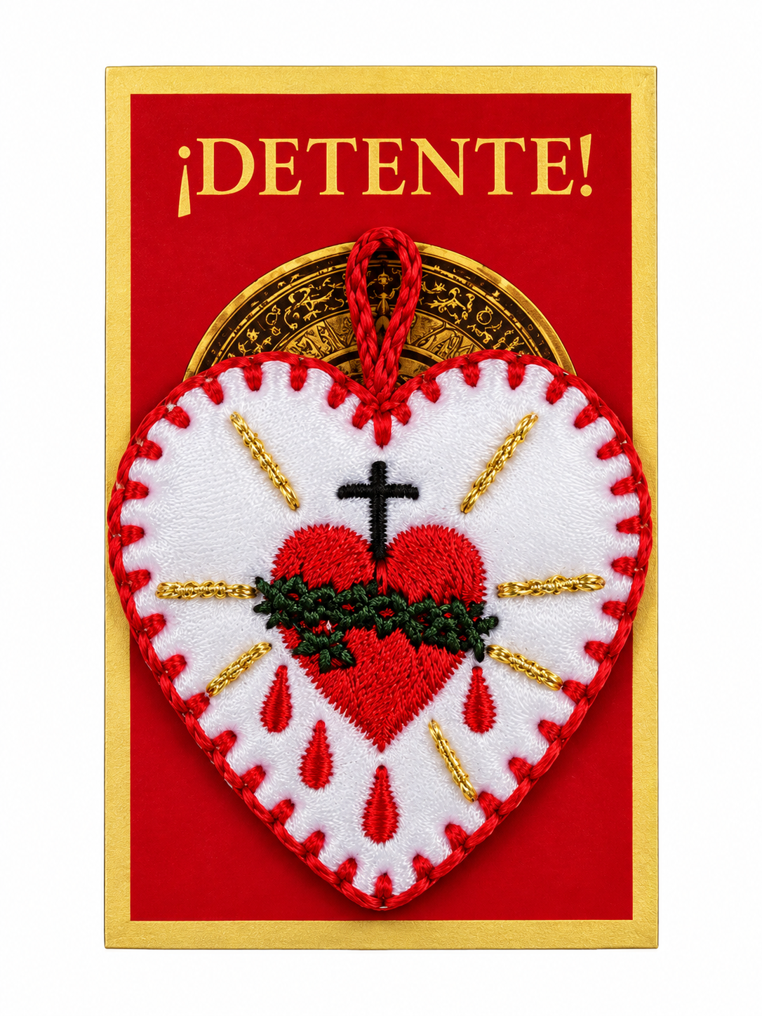 Detente del Sagrado Corazón de Jesús Bordado | Escudo Espiritual, Amparo y Devoción