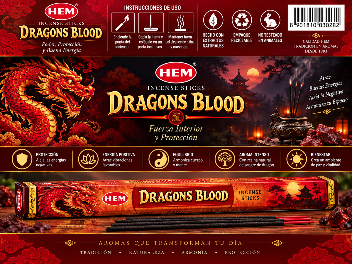 Incienso Sangre de Dragón / Dragón Rojo (Dragons Blood) - HEM | Fuerza Interior, Protección y Poder