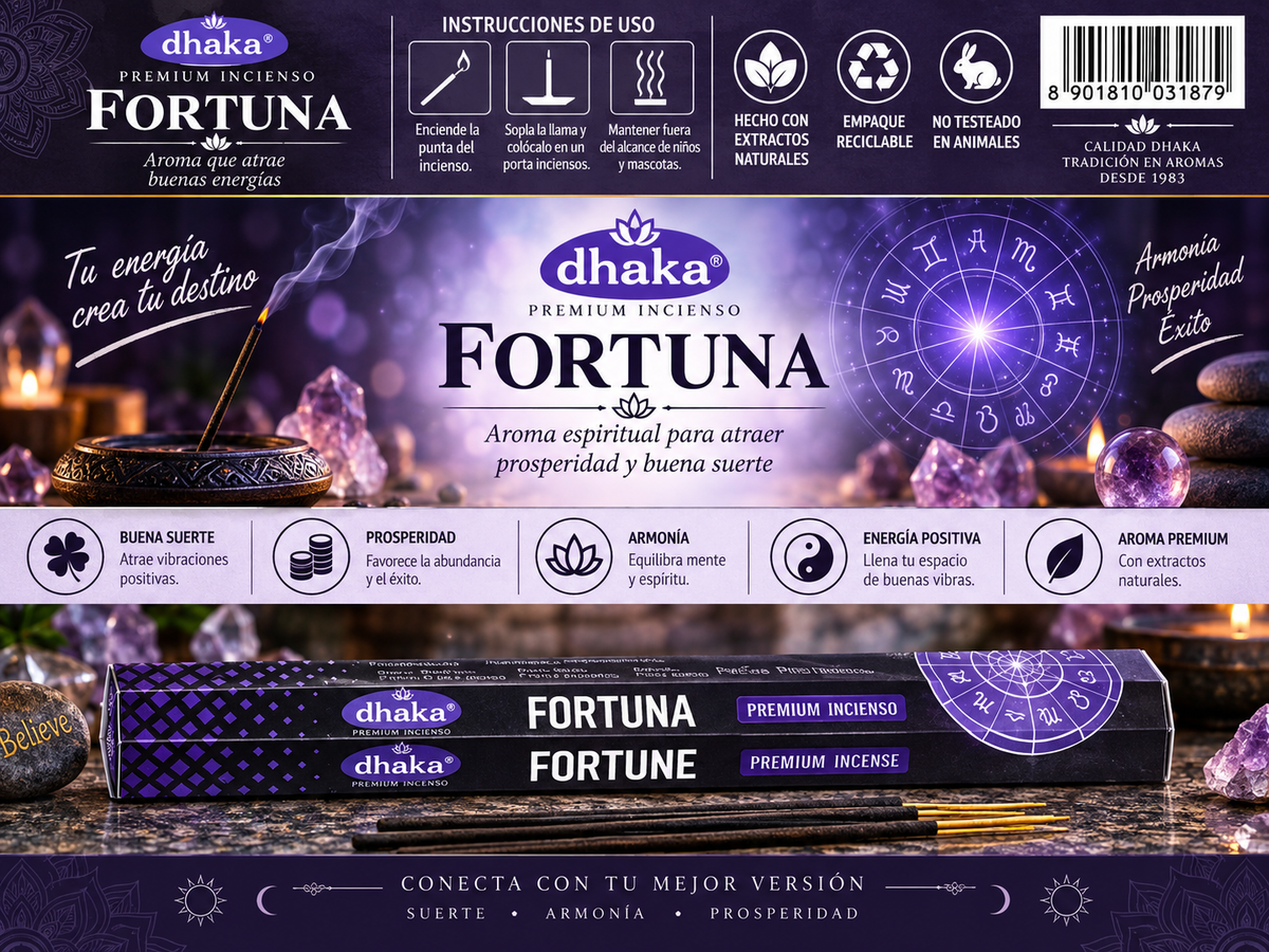 Incienso Fortuna (Fortune) - Dhaka Premium | Buena Suerte, Prosperidad y Armonía