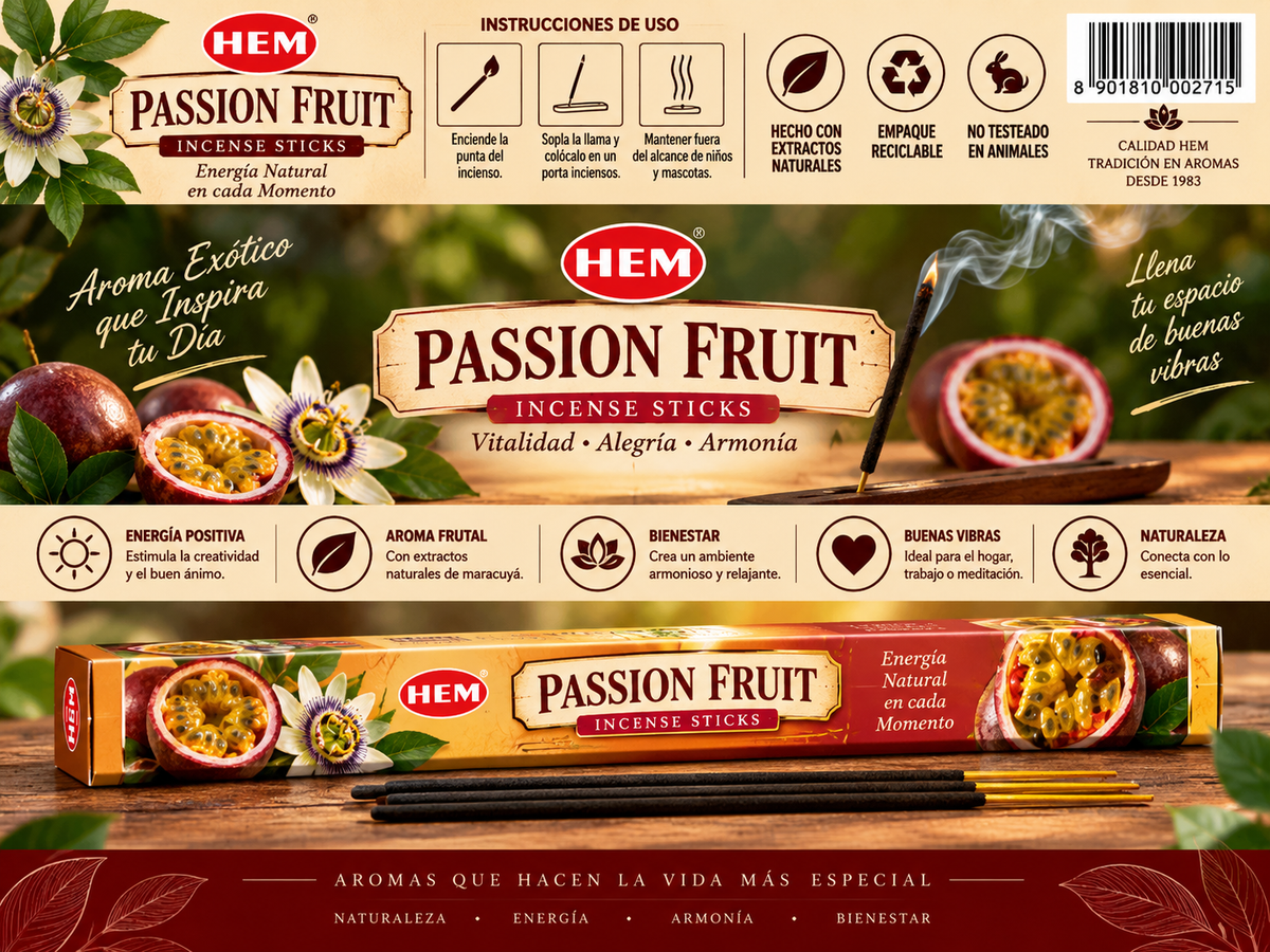 Incienso Fruta de la Pasión (Passion Fruit) - HEM | Vitalidad, Alegría y Armonía