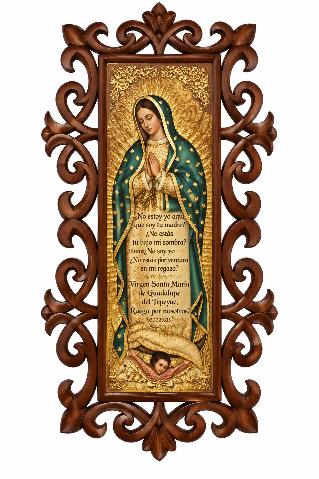 Cuadro religioso de protección de la Virgen de Guadalupe