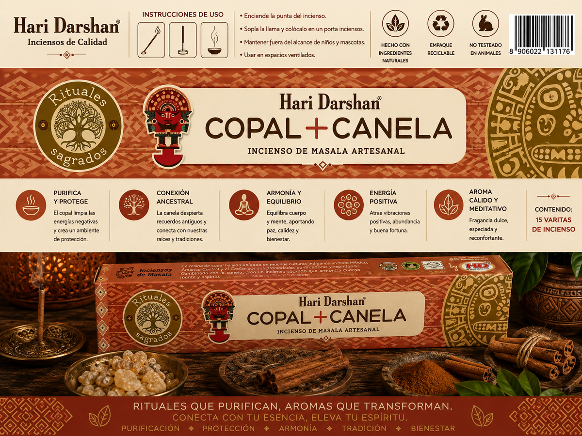 Incienso Artesanal Copal & Canela - Hari Darshan (Línea Rituales Sagrados)
