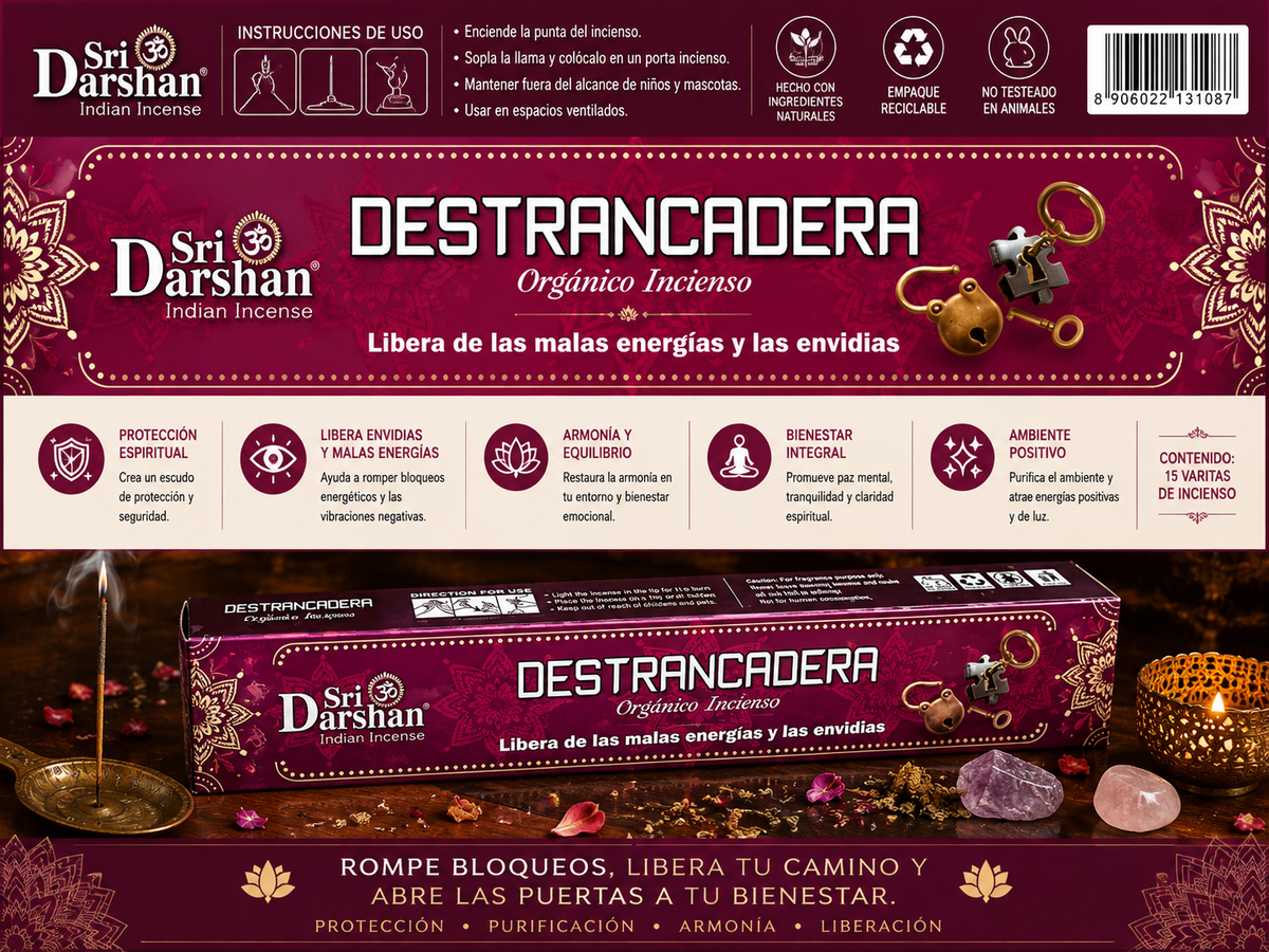 Incienso Orgánico Destrancadera - Sri Darshan