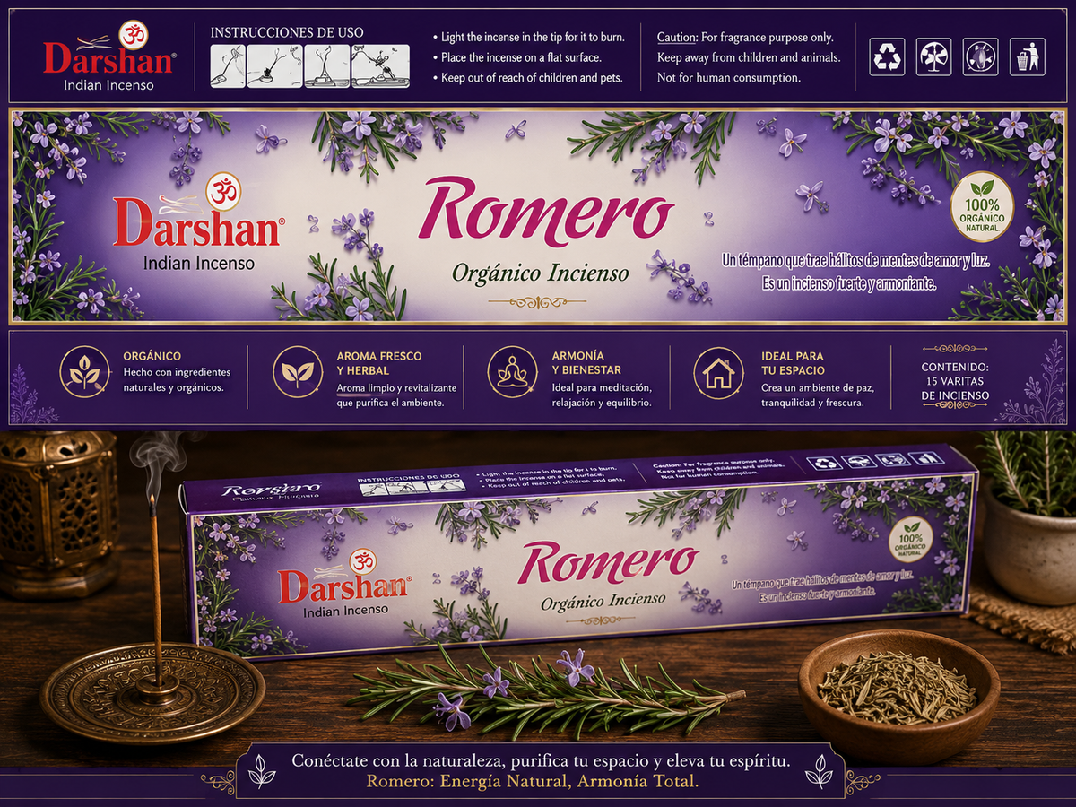 Incienso Orgánico de Romero - Darshan Indian Incenso