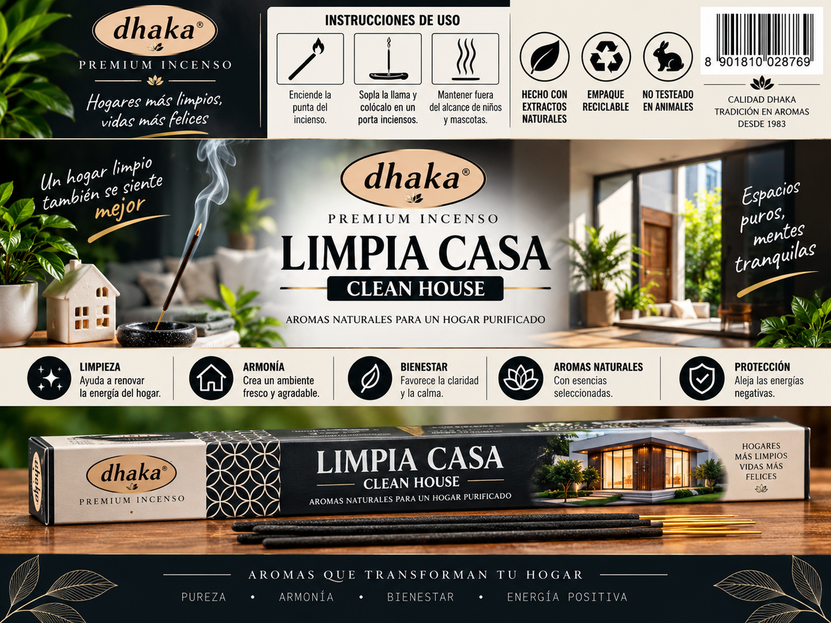 Incienso Limpia Casa - Dhaka Premium | Limpieza Energética, Armonía y Protección del Hogar