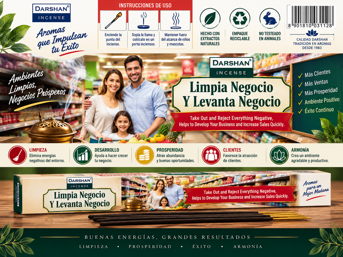 Incienso Limpia Negocio y Levanta Negocio - Darshan | Limpieza, Clientes y Prosperidad Comercial