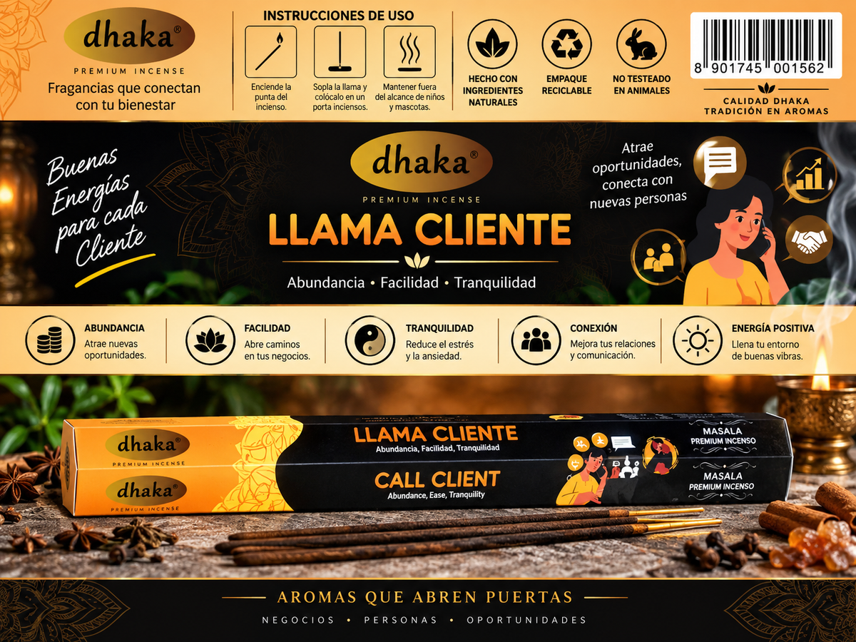 Incienso Llama Clientes (Call Client) - Dhaka | Abundancia, Comunicación Fluida y Armonía Comercial