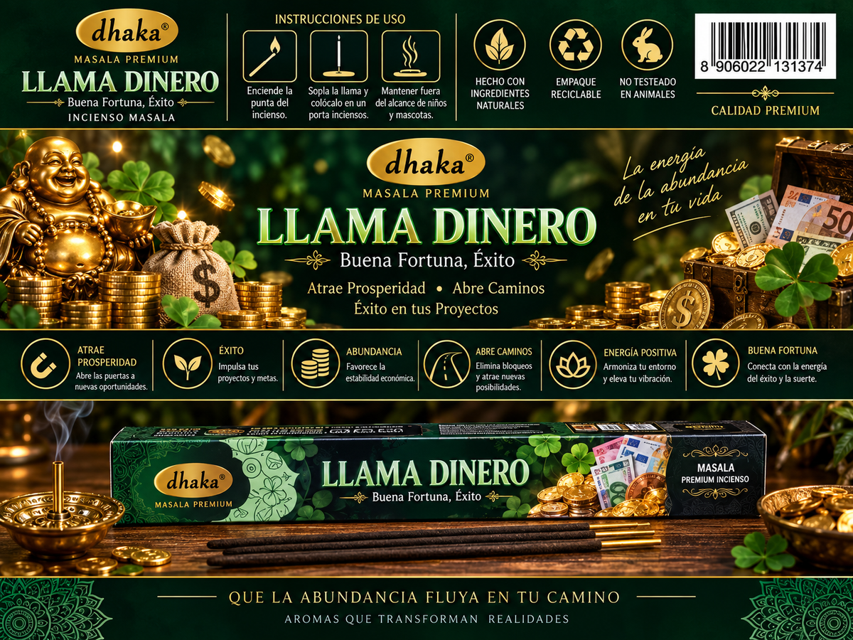 Incienso Llama Dinero - Dhaka | Buena Fortuna, Éxito y Prosperidad Tradicional