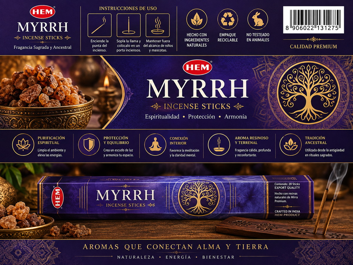 Incienso HEM Myrrh - Mirra: Fragancia Sagrada y Ancestral