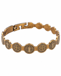 Pulsera de San Benito en Acero Inoxidable | Medallas Continuas, Fortaleza y Paz Interior