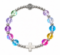 Pulsera San Benito Multicolor con Cruz en Acero | Luz, Discernimiento y Armonía Interior