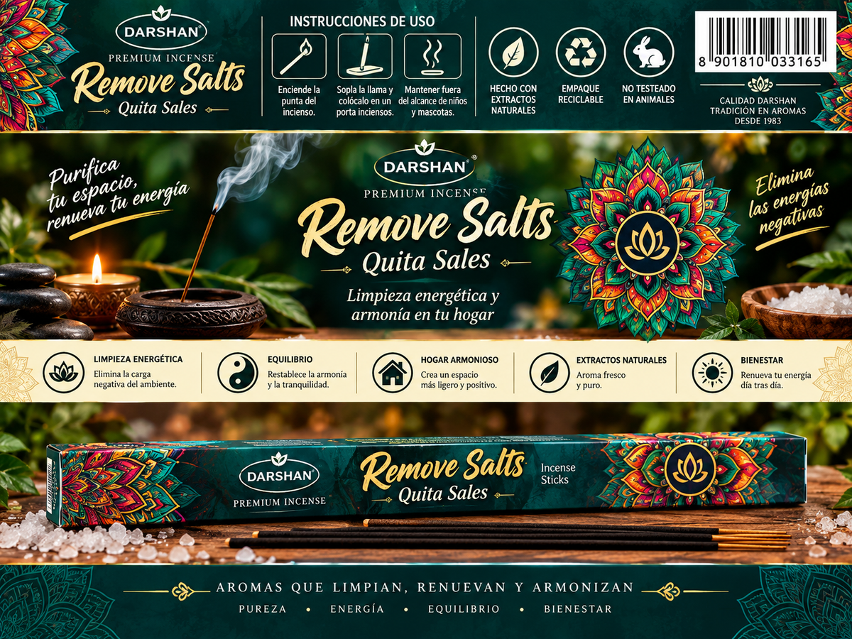 Incienso Quita Sales (Remove Salts) - Darshan | Limpieza Energética, Renovación y Armonía del Hogar