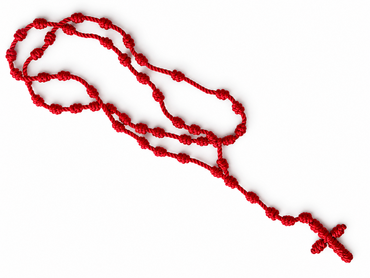 Rosario de Hilo Rojo con Nudo Franciscano | Protección, Fortaleza y Devoción Consciente