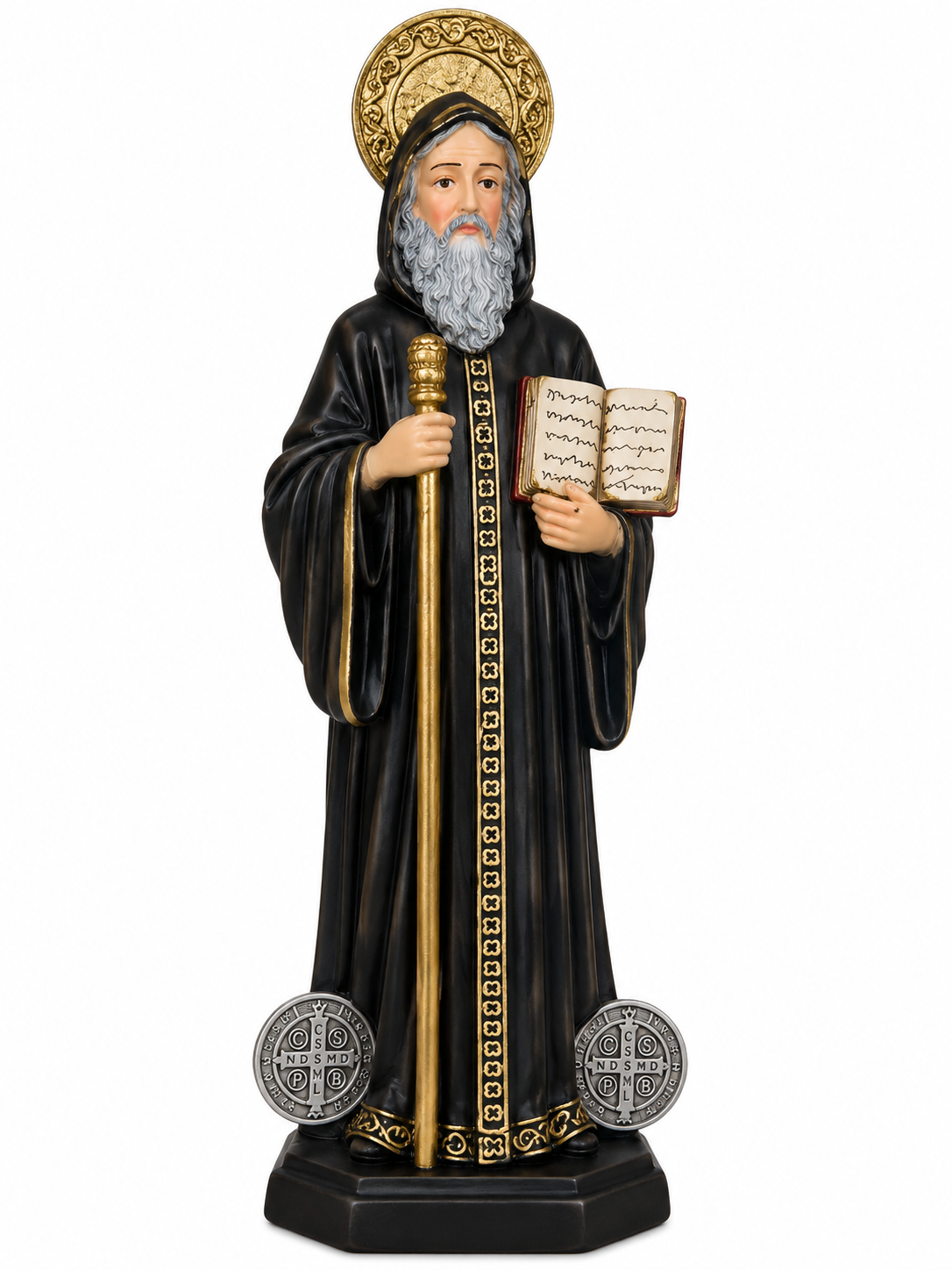 Figura de San Benito Abad en resina | Protección, Paz y Fortaleza Espiritual