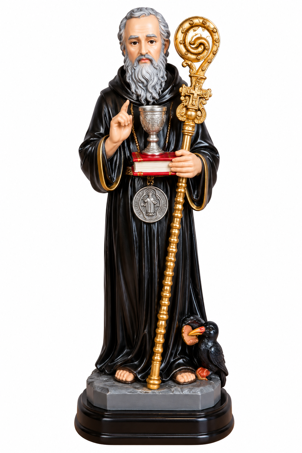 Figura de San Benito Abad en resina | Protección, Paz y Fortaleza Espiritual