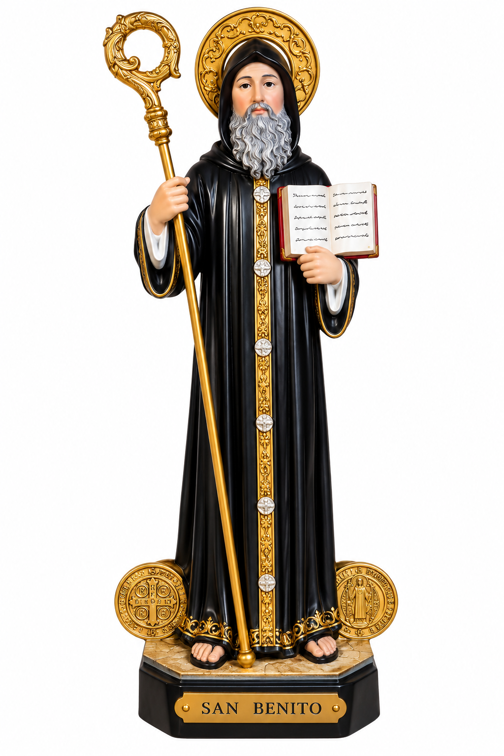 Figura de San Benito Abad en resina | Protección, Paz y Fortaleza Espiritual
