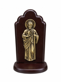 Retablo de Mesa San Judas Tadeo en Madera Caoba y Bronce