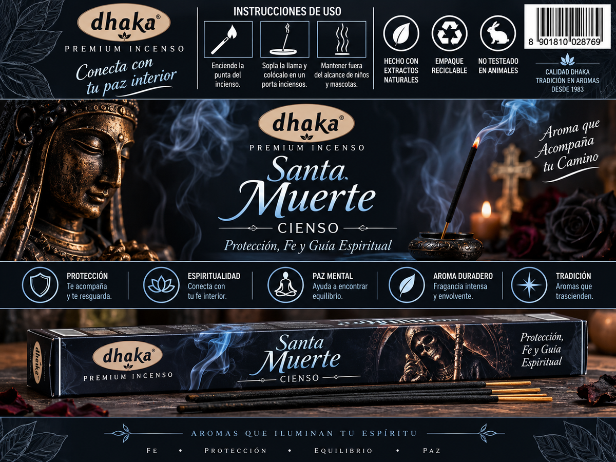 Incienso Santa Muerte - Dhaka Premium | Protección, Fe, Guía Espiritual y Paz Mental