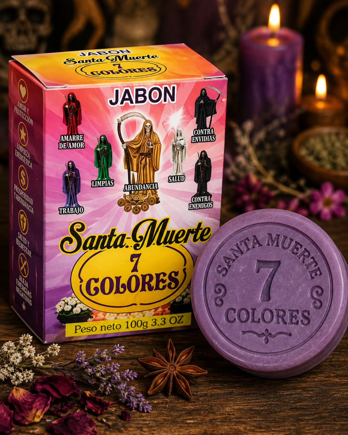 Jabón Santa Muerte 7 Colores