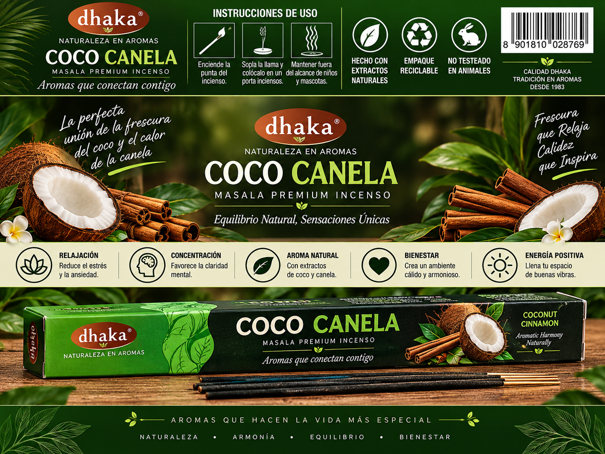 Incienso Coco Canela - Dhaka | Frescura, Calidez y Bienestar