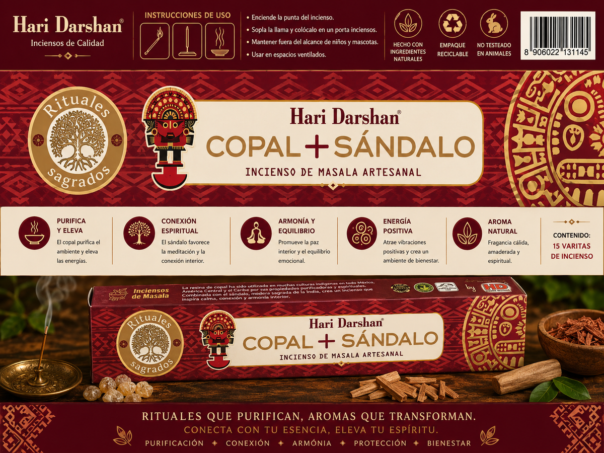 Incienso de Masala Artesanal Copal + Sándalo - Hari Darshan